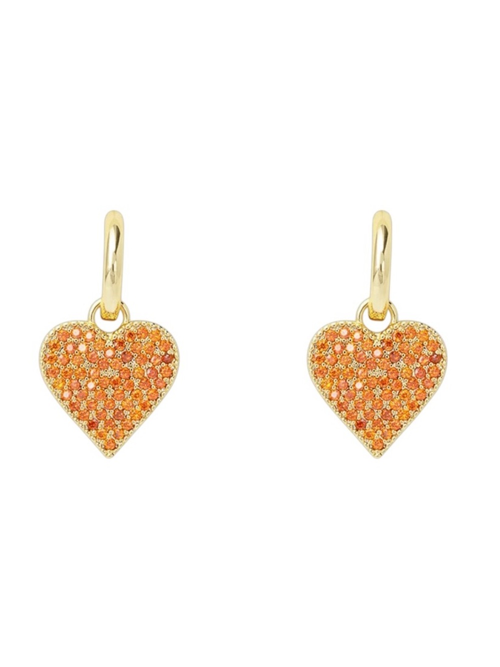 Amanda Blu Red Allover Cubic Zirconia Rhinestone Heart 18K Dipped Gold Earrings